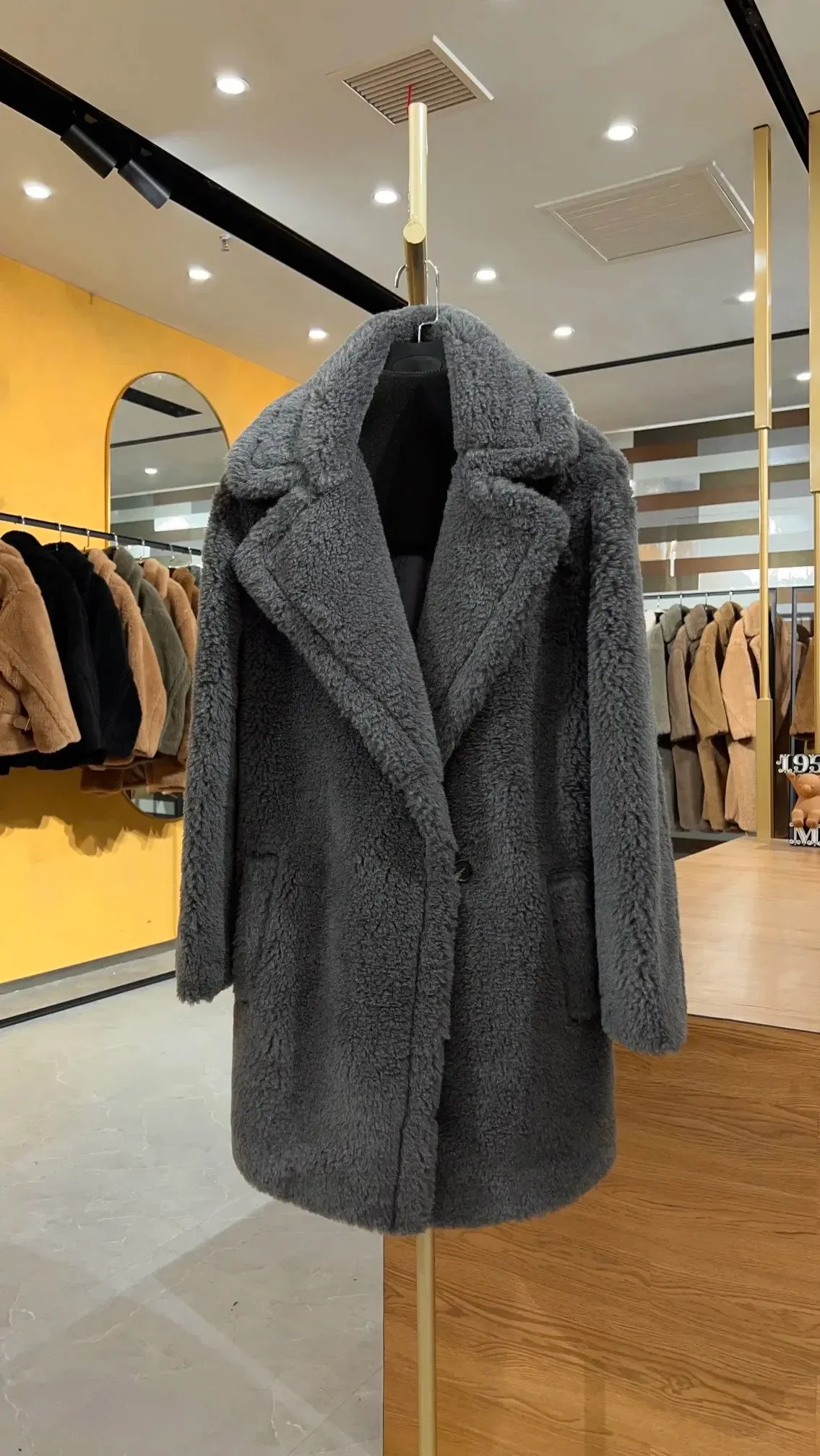 Max Short Teddy Coat 62% Alpaca 26% Wool 12% Silk Coat Winter Thicken Women's Coat