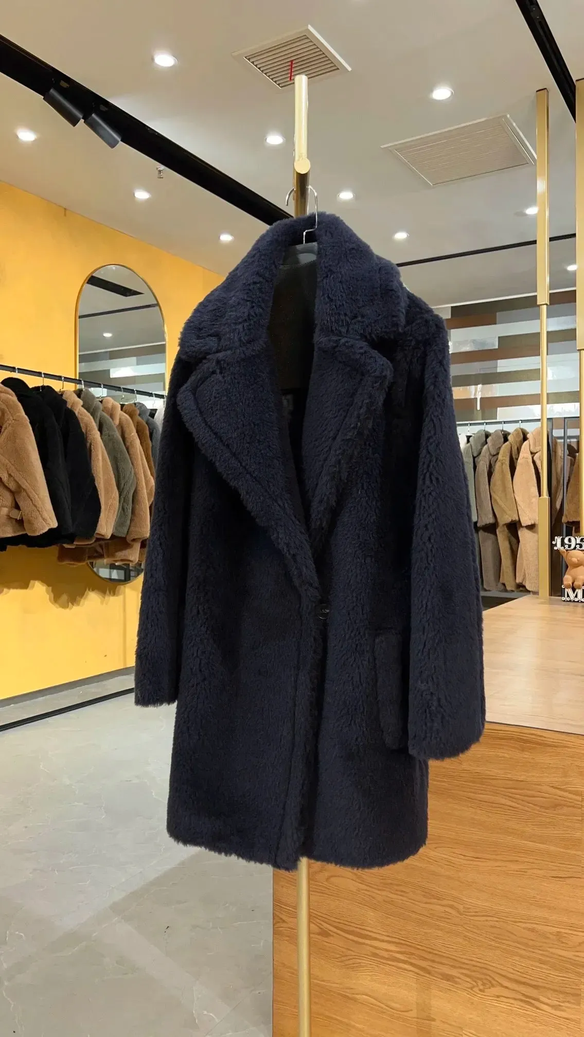 Max Short Teddy Coat 62% Alpaca 26% Wool 12% Silk Coat Winter Thicken Women's Coat