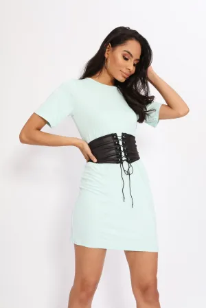 Mint/White T Shirt Dress With Corset