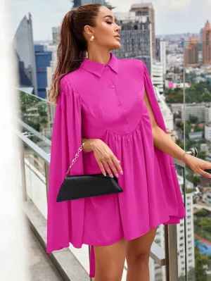 Mulvari Cloak Sleeve Button Front Dress - Medium