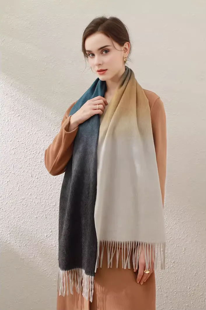 Ombre 100 Wool Fringe Scarf