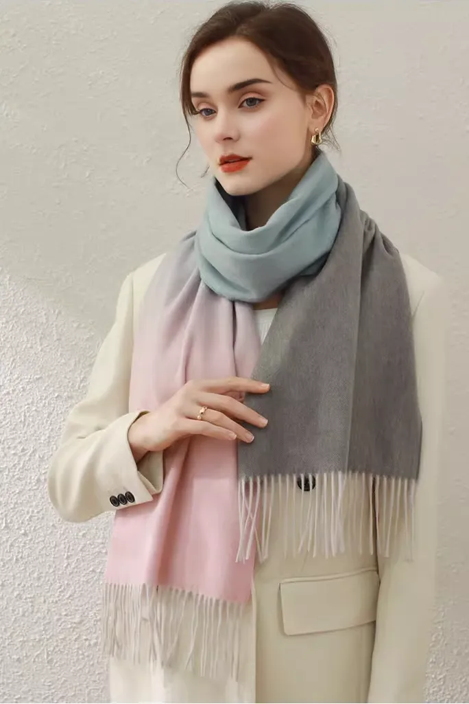 Ombre 100 Wool Fringe Scarf
