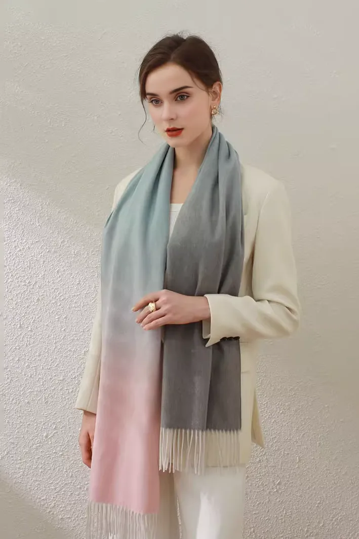 Ombre 100 Wool Fringe Scarf