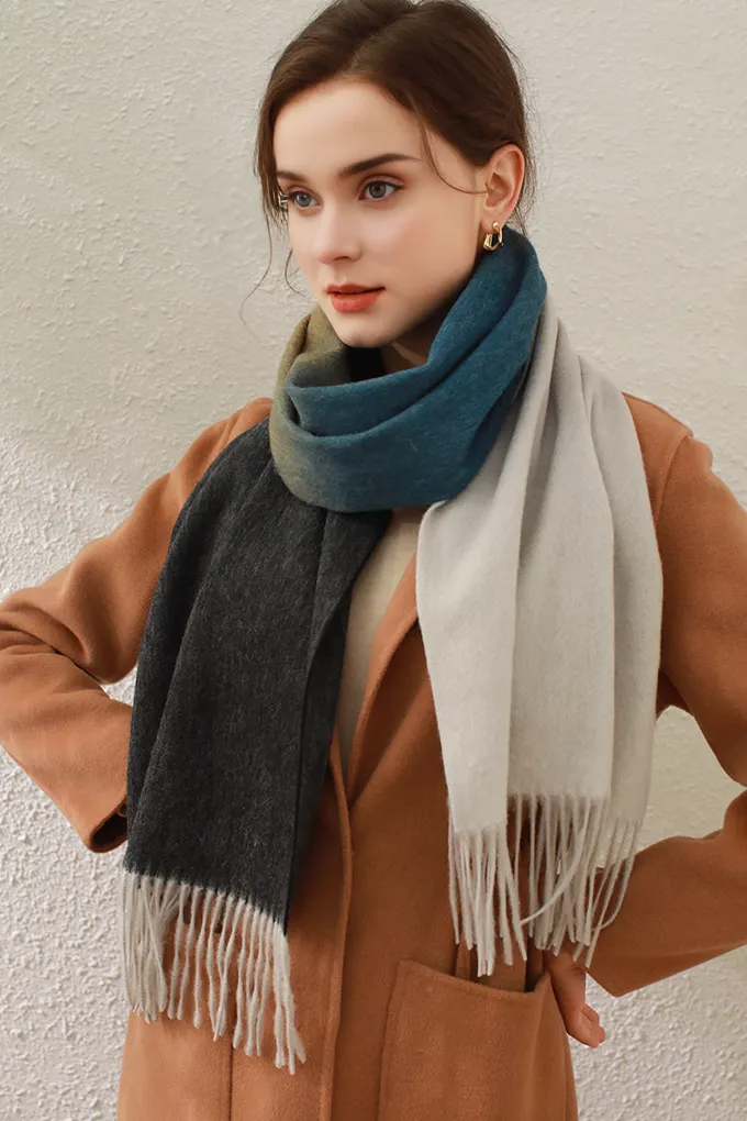 Ombre 100 Wool Fringe Scarf
