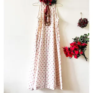 Pandora "Work and Days" Ikat Dress -Cream and Red