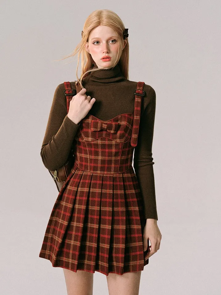 Plaid Slip Pleated Dress