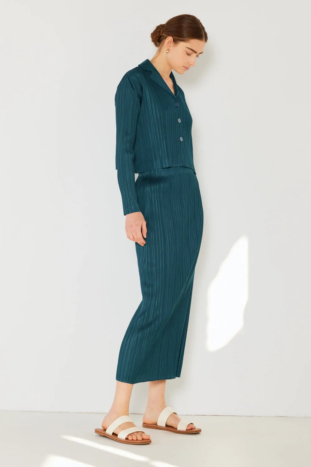 Pleated Midi Pencil Skirt