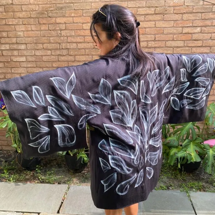 "Cosine 2" Reimagined Vintage Kimono - Kimono Zulu Artist Collaboration with Soi K