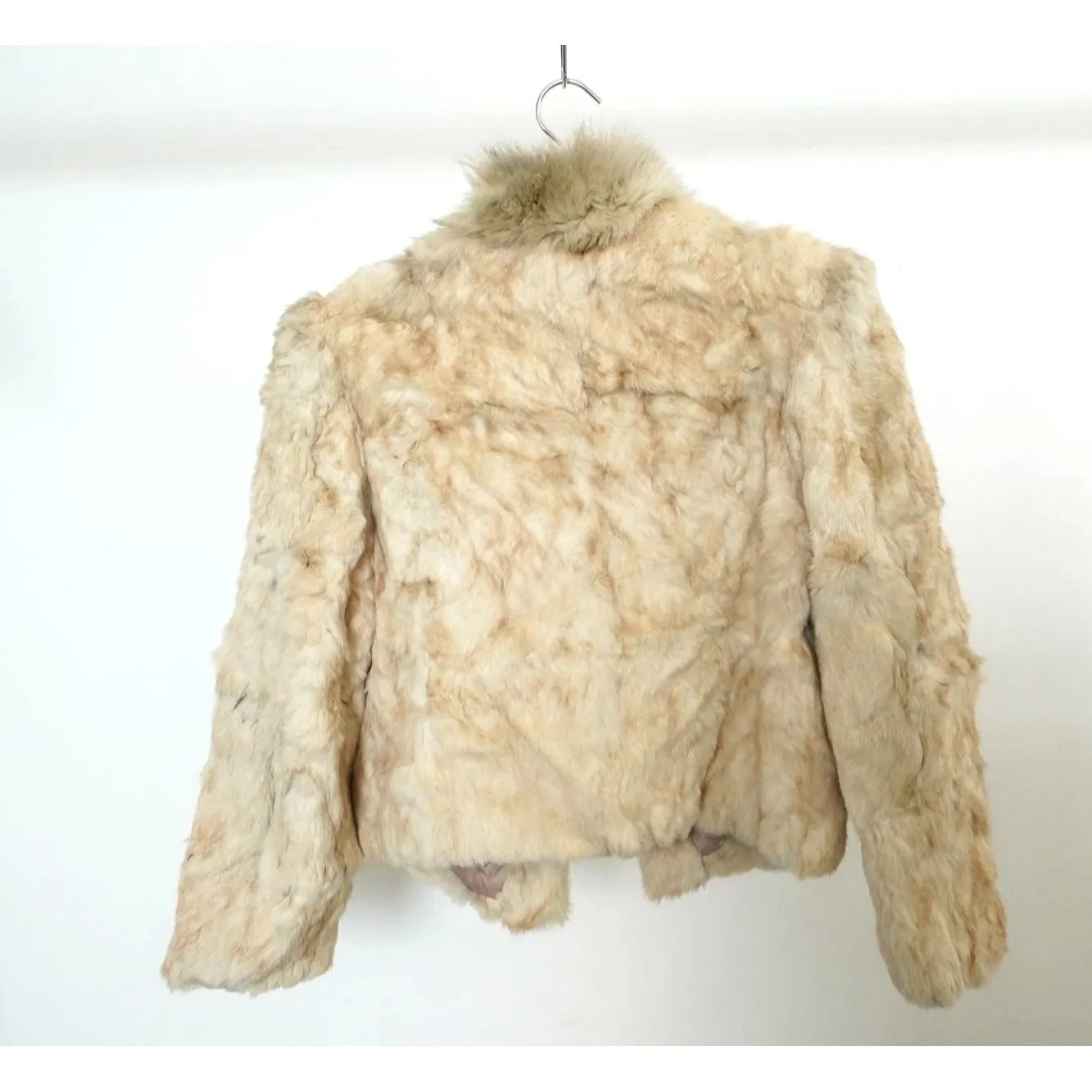 "Retail" Vintage Berman's Rabbit Fur Cropped Winter Coat Tan Size Medium Women's