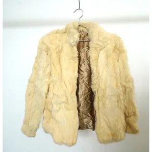 "Retail" Vintage Unbranded Cream Winter Fur Coat with Gold Lining (See Dimension) Women's