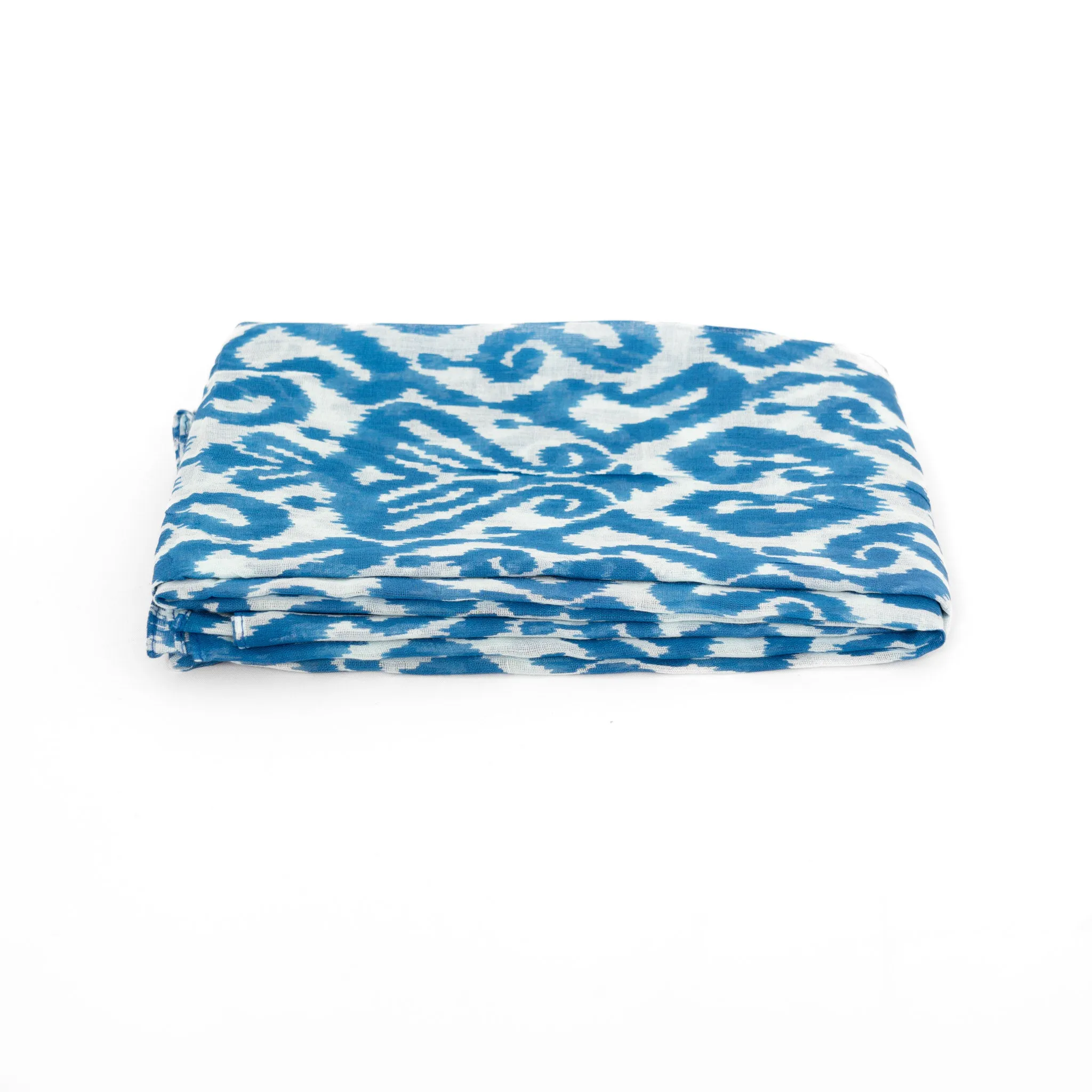 Saffron Lightweight Cotton Scarf - Light Blue, Damask