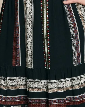 Smocked Midi Skirt | Navy Multi