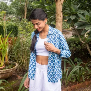 Surmaya Indigo Diamond Shirt