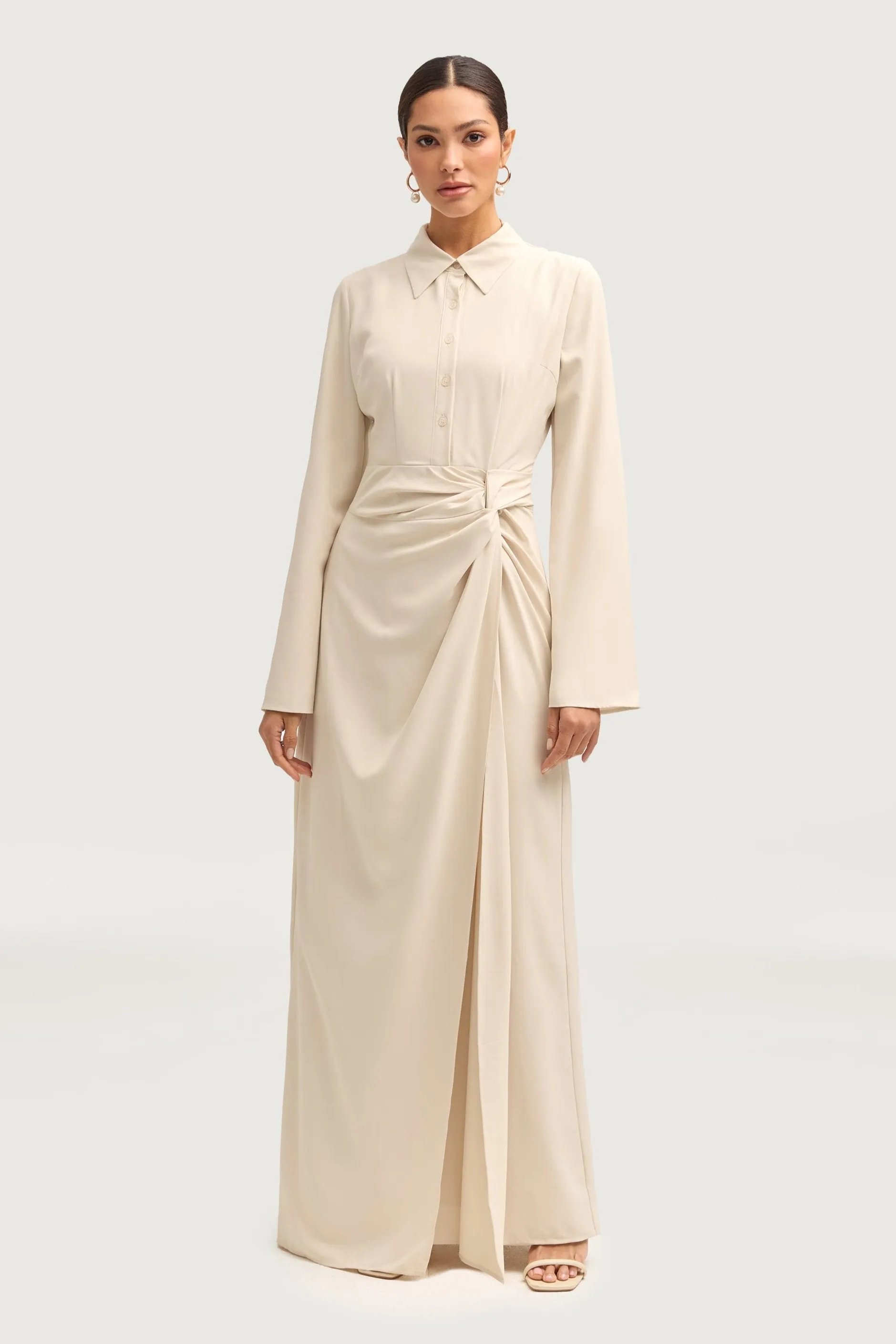 Tamara Wrap Maxi Dress - Stone