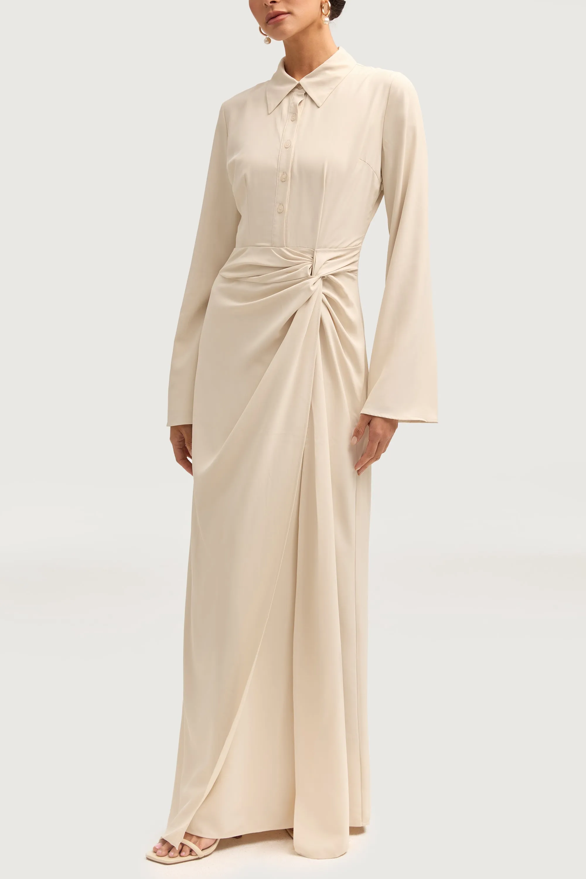 Tamara Wrap Maxi Dress - Stone