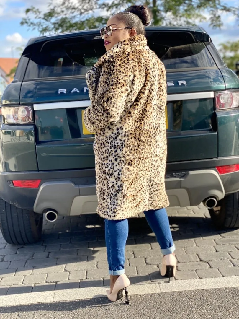 Teddy Fur Coat In Leopard Print