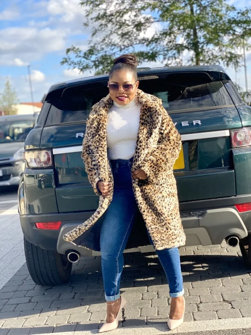Teddy Fur Coat In Leopard Print