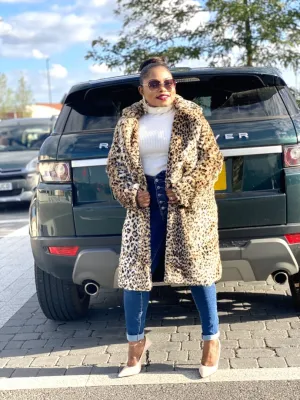 Teddy Fur Coat In Leopard Print