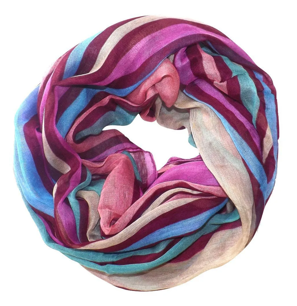 Vibrant Striped Design Fashionable Multicolor Infinity Loop Scarf