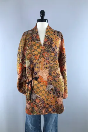 Vintage Brown Floral Kimono Cardigan