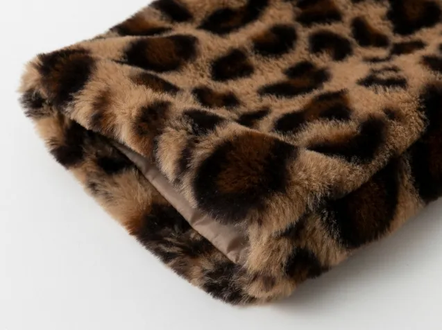 Women's Autumn & Winter Faux Fur Coat With Leopard Print