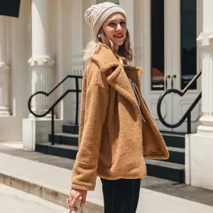 Women's Autumn/Winter Casual Fluffy Coat With Zippers