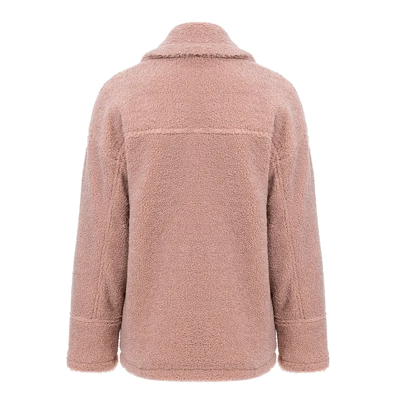 Women's Autumn/Winter Casual Fluffy Coat With Zippers