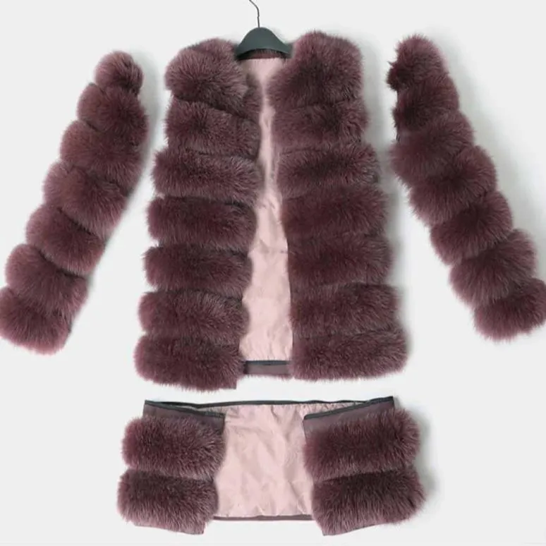 Women's Autumn/Winter Casual Real Fox O-Neck Slim Coat