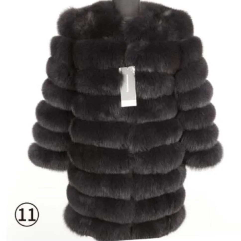 Women's Autumn/Winter Casual Real Fox O-Neck Slim Coat