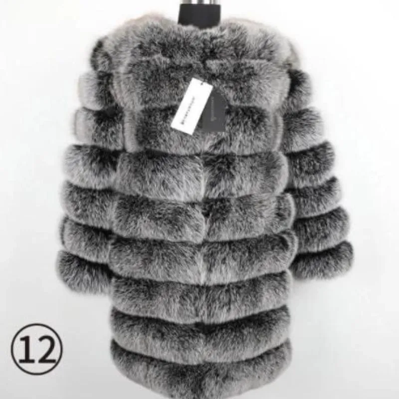 Women's Autumn/Winter Casual Real Fox O-Neck Slim Coat
