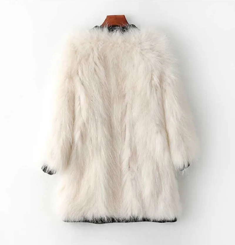 Women's Autumn/Winter Casual V-Neck Medium Coat With Fox Fur