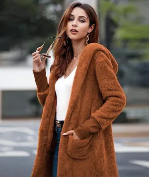Women's Autumn/Winter Warm Soft Faux Fur Long Hooded Coat