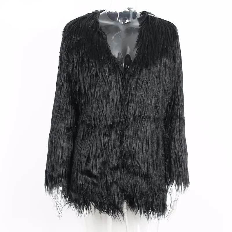 Women's Elegant Warm Long Sleeved Faux Fur Coat