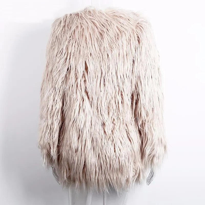 Women's Elegant Warm Long Sleeved Faux Fur Coat