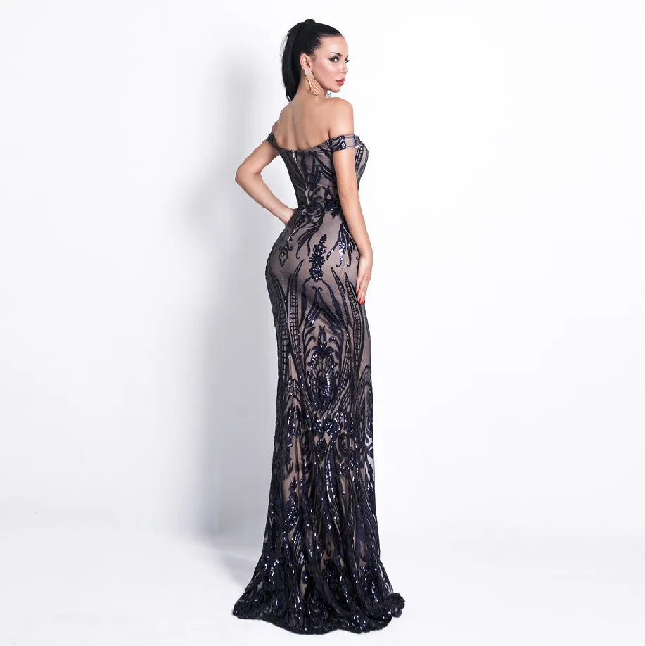Women's Off-Shoulder Backless Sequin Dress