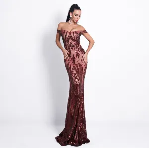 Women's Off-Shoulder Backless Sequin Dress