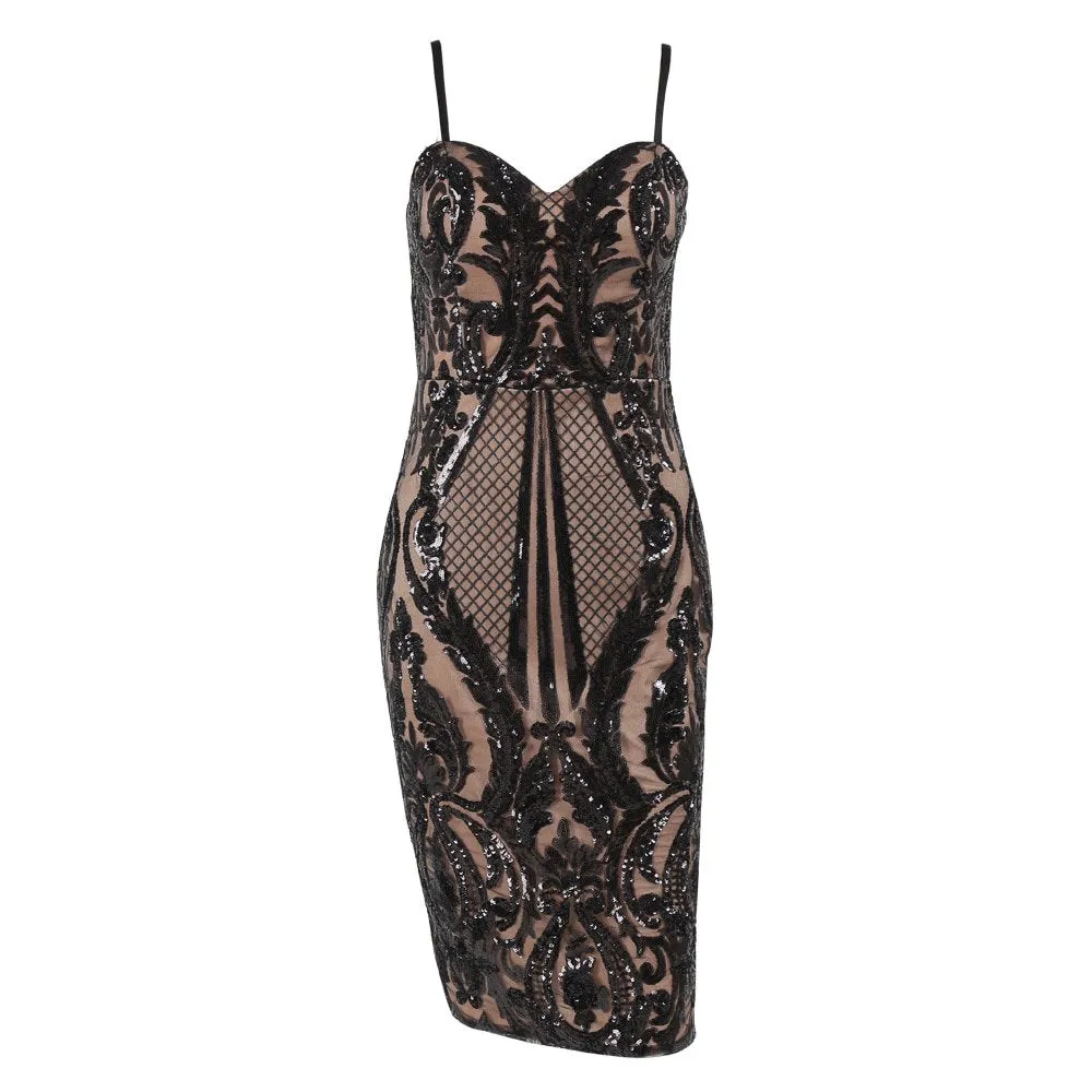 Women's Off-Shoulder V-Neck Sequin Dress