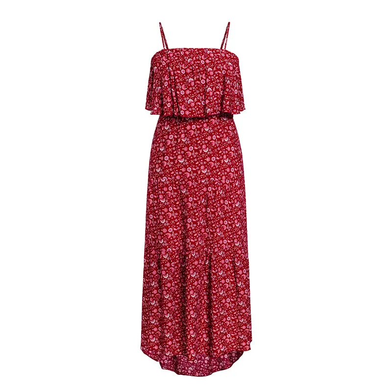 Women's Summer Casual Ruffled High-Waist Dress With Print