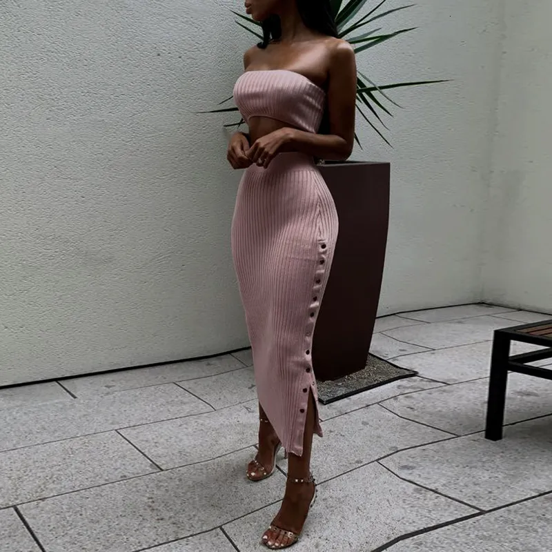 Women's Summer Casual Sheath Off-Shoulder Two-Piece Dress