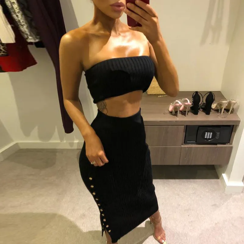 Women's Summer Casual Sheath Off-Shoulder Two-Piece Dress