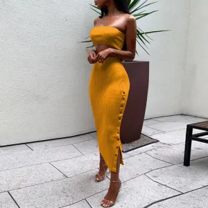 Women's Summer Casual Sheath Off-Shoulder Two-Piece Dress