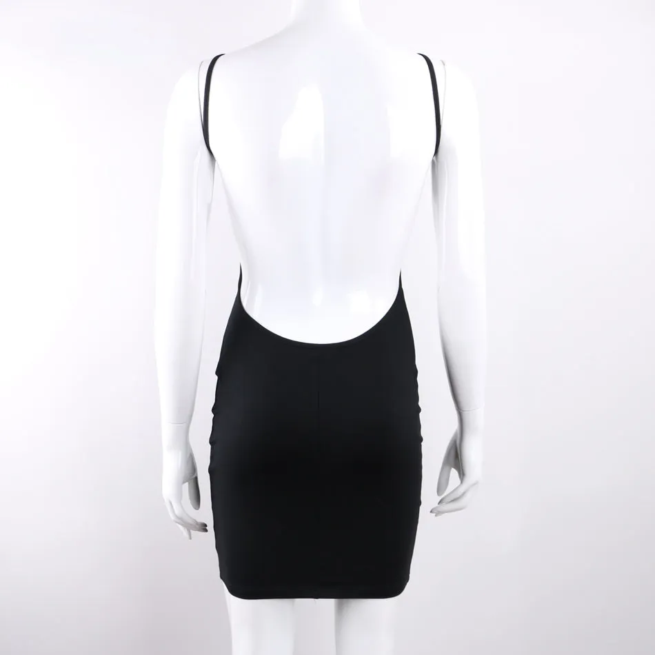 Women's Summer Cotton Spaghetti Strap Backless Beach Mini Dress
