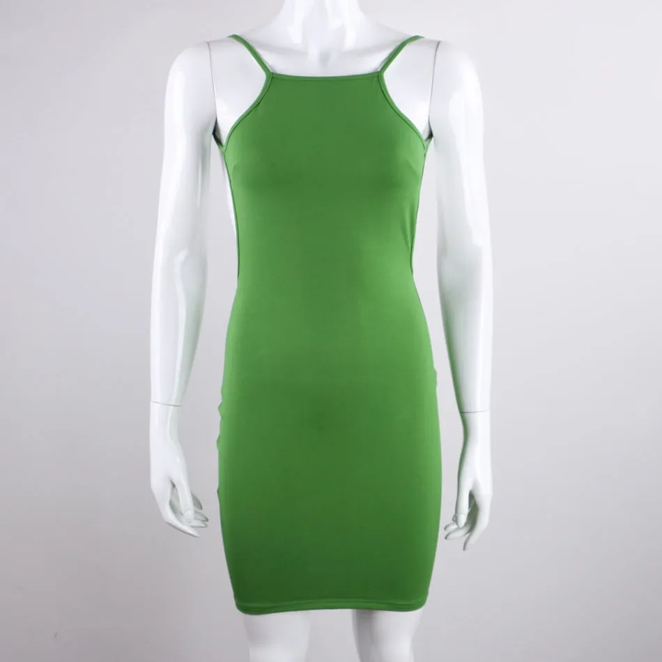 Women's Summer Cotton Spaghetti Strap Backless Beach Mini Dress