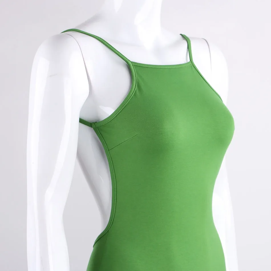 Women's Summer Cotton Spaghetti Strap Backless Beach Mini Dress