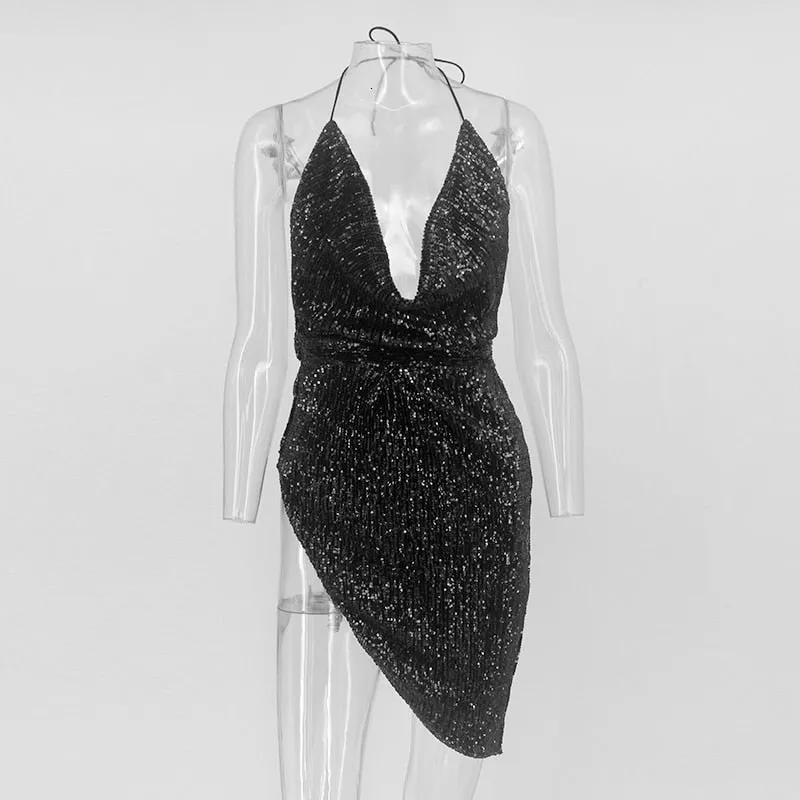 Women's Summer Sequin A-Line Sheath V-Neck Dress