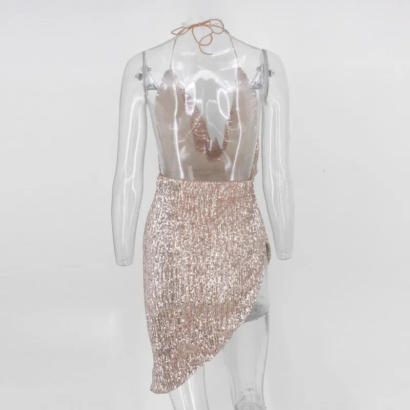 Women's Summer Sequin A-Line Sheath V-Neck Dress