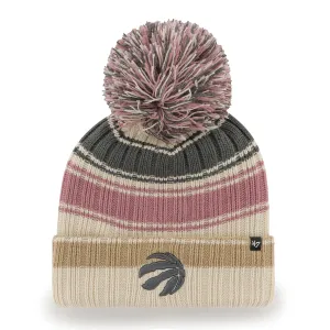 Women's Toronto Raptors '47 Brand Cream Daphne Cuffed Knit Beanie with Pom