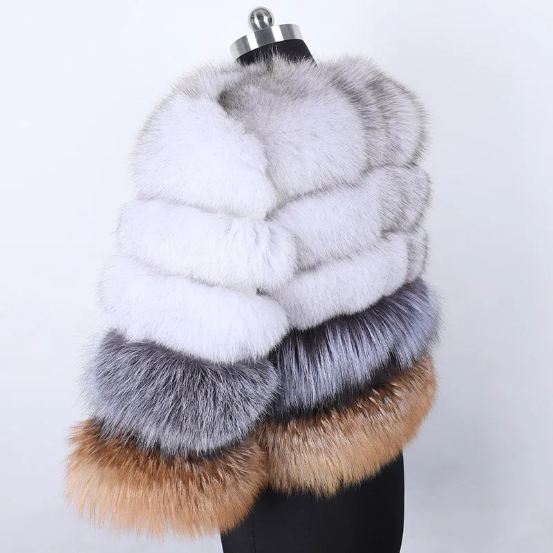 Women's Winter Casual Slim O-Neck Coat With Fox Fur