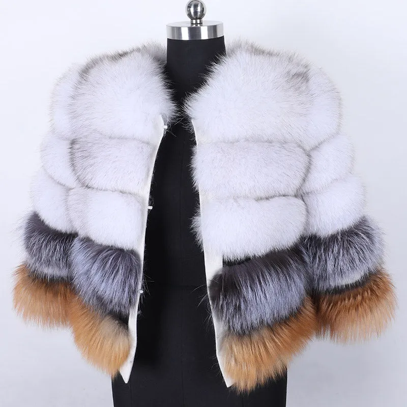 Women's Winter Casual Slim O-Neck Coat With Fox Fur