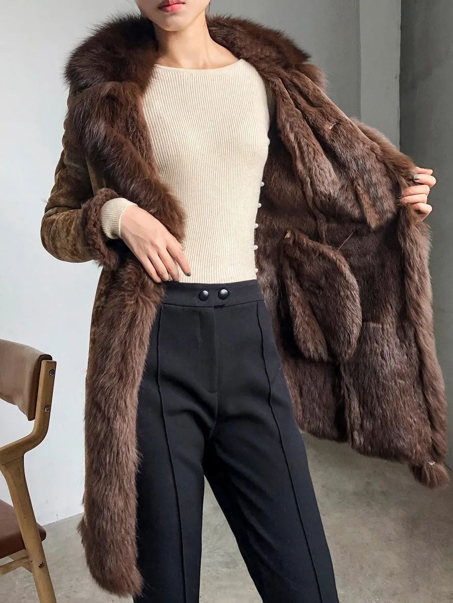 Women's Winter Casual Warm Slim Warm Coat With Rabbit Fur